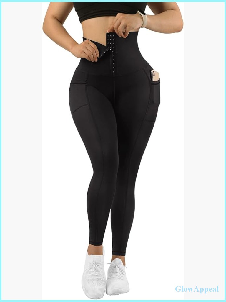 High Waisted Corset Leggings With Pockets Tummy Control Yoga Pants